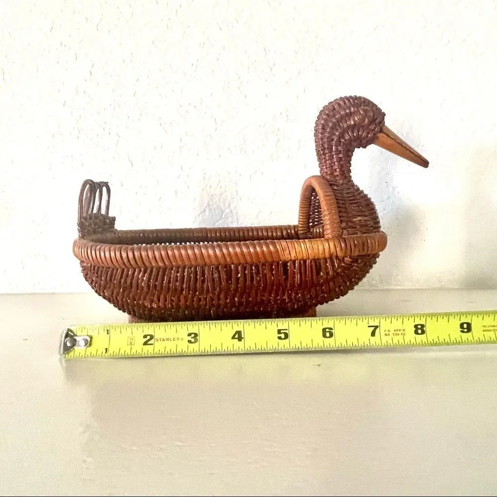 Vintage duck rattan basket